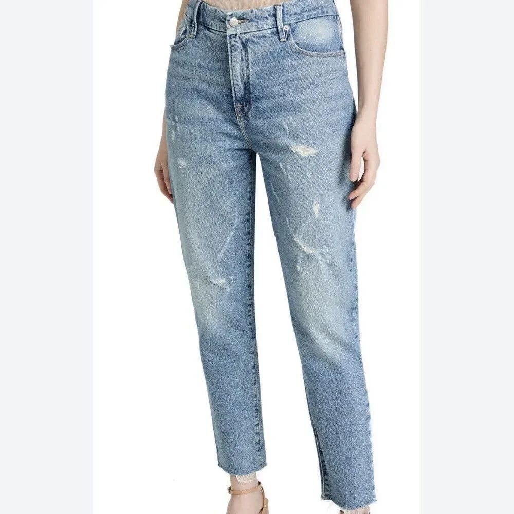 Good American Sz 6/28 Women's GWE062T 1046 The Weekender Straight Jeans Light